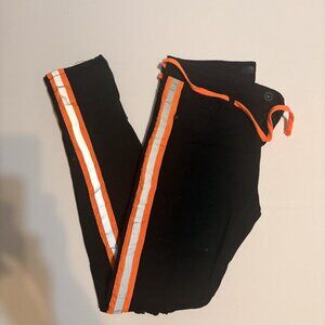 Black jeans with leg stripping